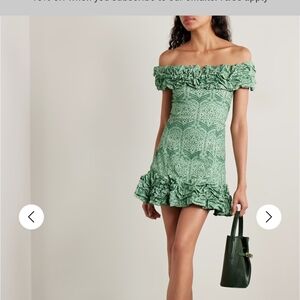 Agua Bendita Green Printed Ruffle Mini Dress